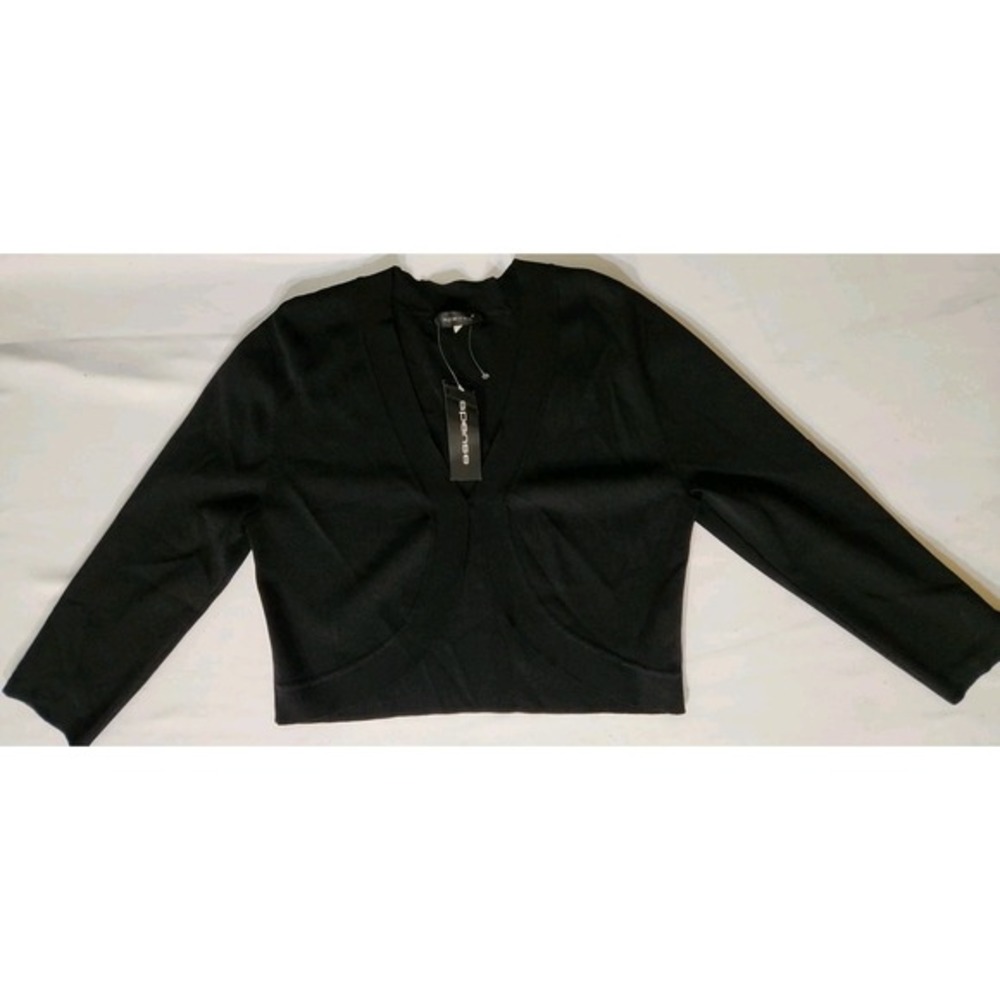 Spense Classic 3/4 Sleeve Open Front Cropped Cardigan Sweater Knit‎ LARGE